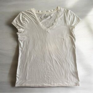 Allison Brittney Classic White V-Neck Women's white Tee Shirt SKU340